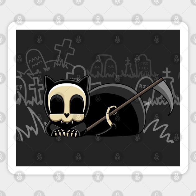 Grim Reapets - Coffin the Cat - Grim Pets Sticker by prettyinink